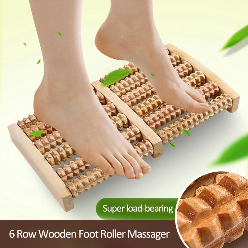나무 6 행 발 마사지 기계 통증 스트레스 릴리프 지압 - Reflexology Foot Roller 리뷰 및 가격