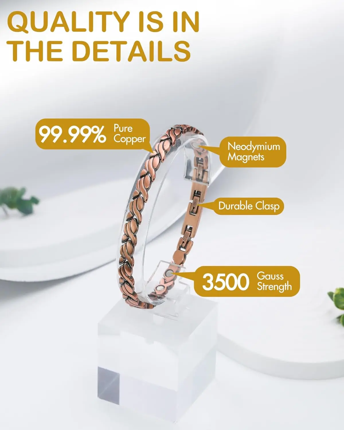 ARADOO 여성용 순수 구리 마그네틱 팔찌 – 99. - Health Wellness Bracelet 리뷰 및 가격